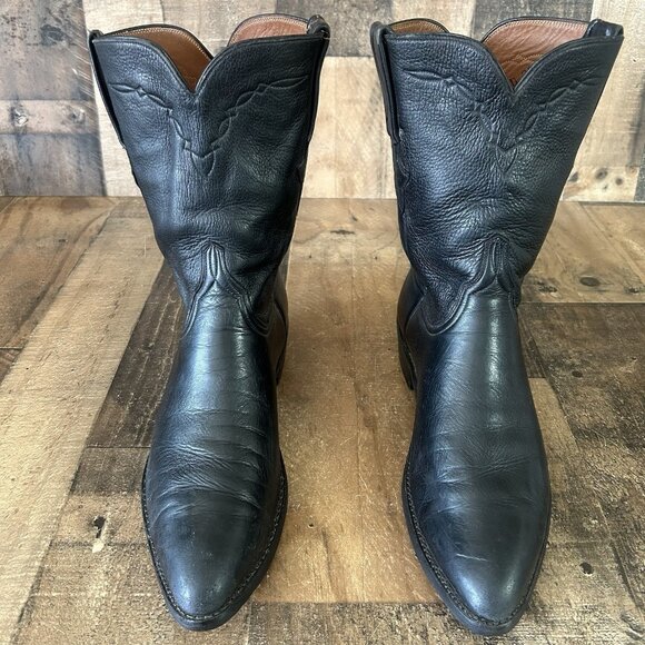 Lucchese Classics L818128 Soft Leather Black Western Cowboy Boots Mens 10.5 D - Picture 1 of 12